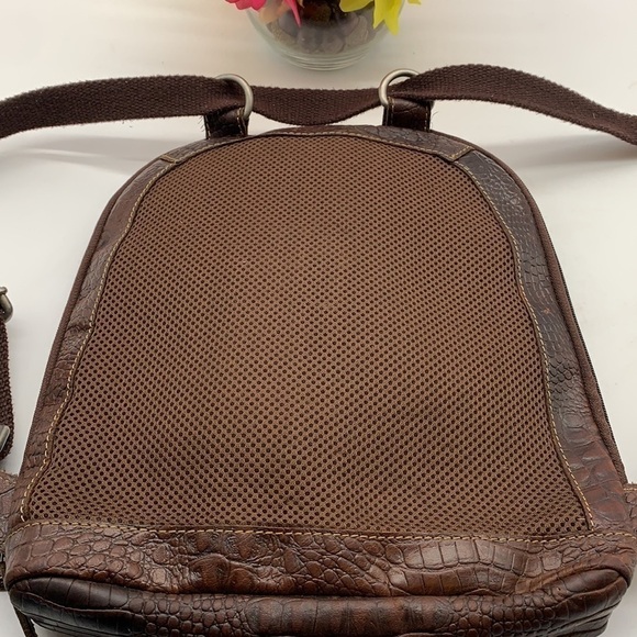 Jack Georges Brown Leather Aligator Embossed Backpack. BRN1589B main image 2